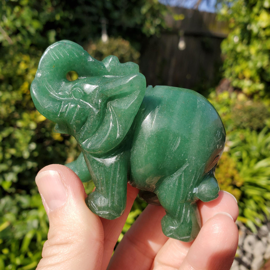 Green Aventurine Elephant - Prosperity, Manifestation, Wealth, Luck - Carved Crystal Elephant Healing Crystals Gemstones