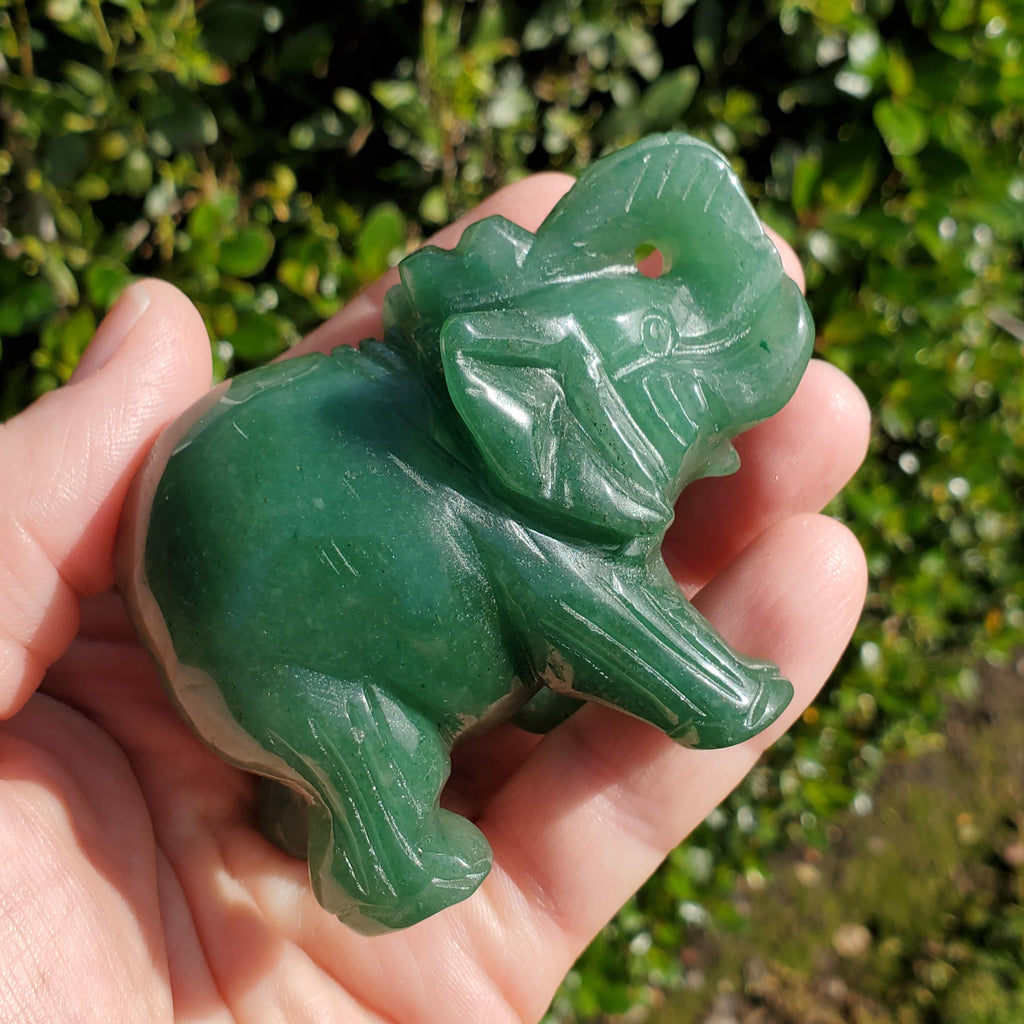 Green Aventurine Elephant - Prosperity, Manifestation, Wealth, Luck - Carved Crystal Elephant Healing Crystals Gemstones