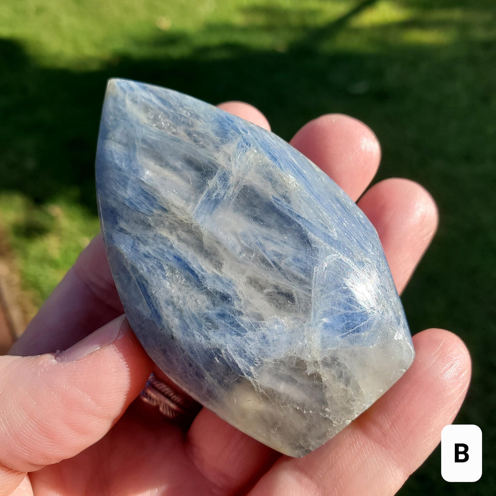Flashy Blue Kyanite Flame - Calming, Clarity, Connection, Communication, Balances Chakras - Kyanite Crystal Flame Gemstone