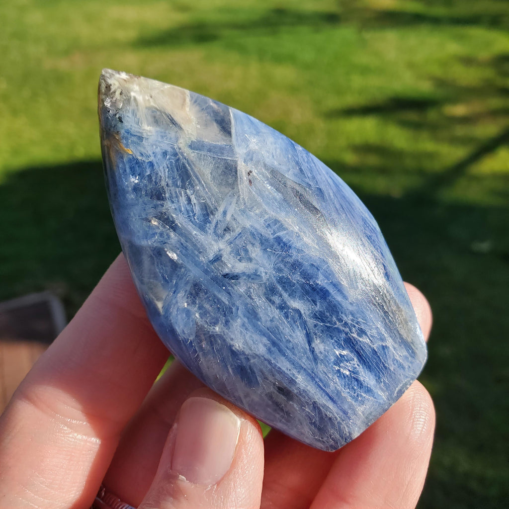 Flashy Blue Kyanite Flame - Calming, Clarity, Connection, Communication, Balances Chakras - Kyanite Crystal Flame Gemstone