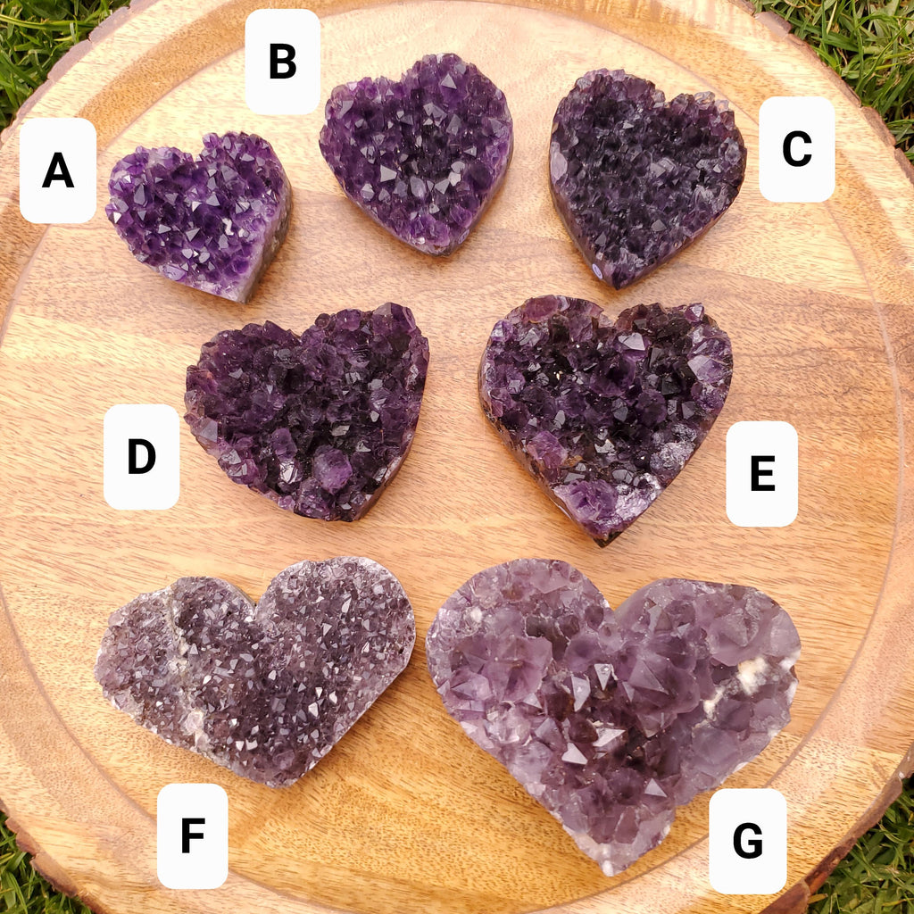 Chunky Amethyst Heart Cluster - Calming, Protection, Positivity - Purple Amethyst Geode Crystal Cluster Heart Healing Gemstones