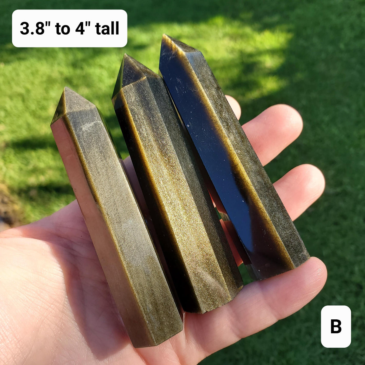 Gold Sheen Obsidian Tower - Self Reflection, Release Negative Energies - Golden Obsidian Black Point Healing Crystals