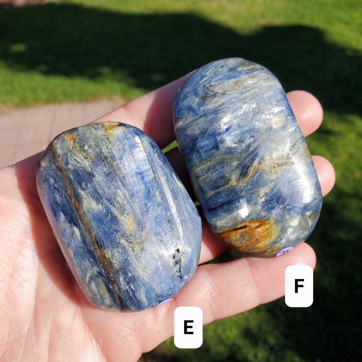 Flashy Blue Kyanite Palm Stone - Calming, Clarity, Connection, Communication, Balances Chakras - Kyanite Crystal Palm Gemstone