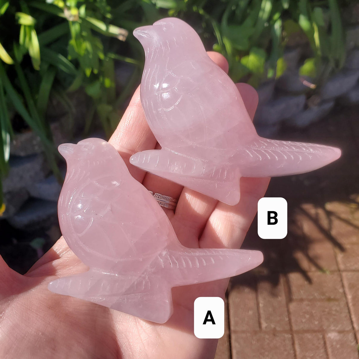 Rose Quartz Bird - Universal & Unconditional Love, Compassion, Kindness - Crystal Bird Carving Healing Gemstone