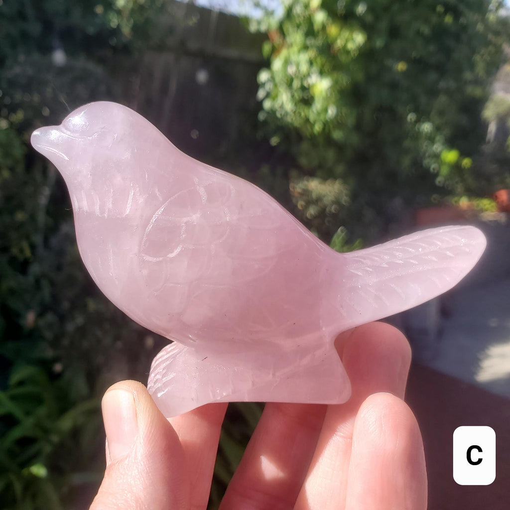 Rose Quartz Bird - Universal & Unconditional Love, Compassion, Kindness - Crystal Bird Carving Healing Gemstone
