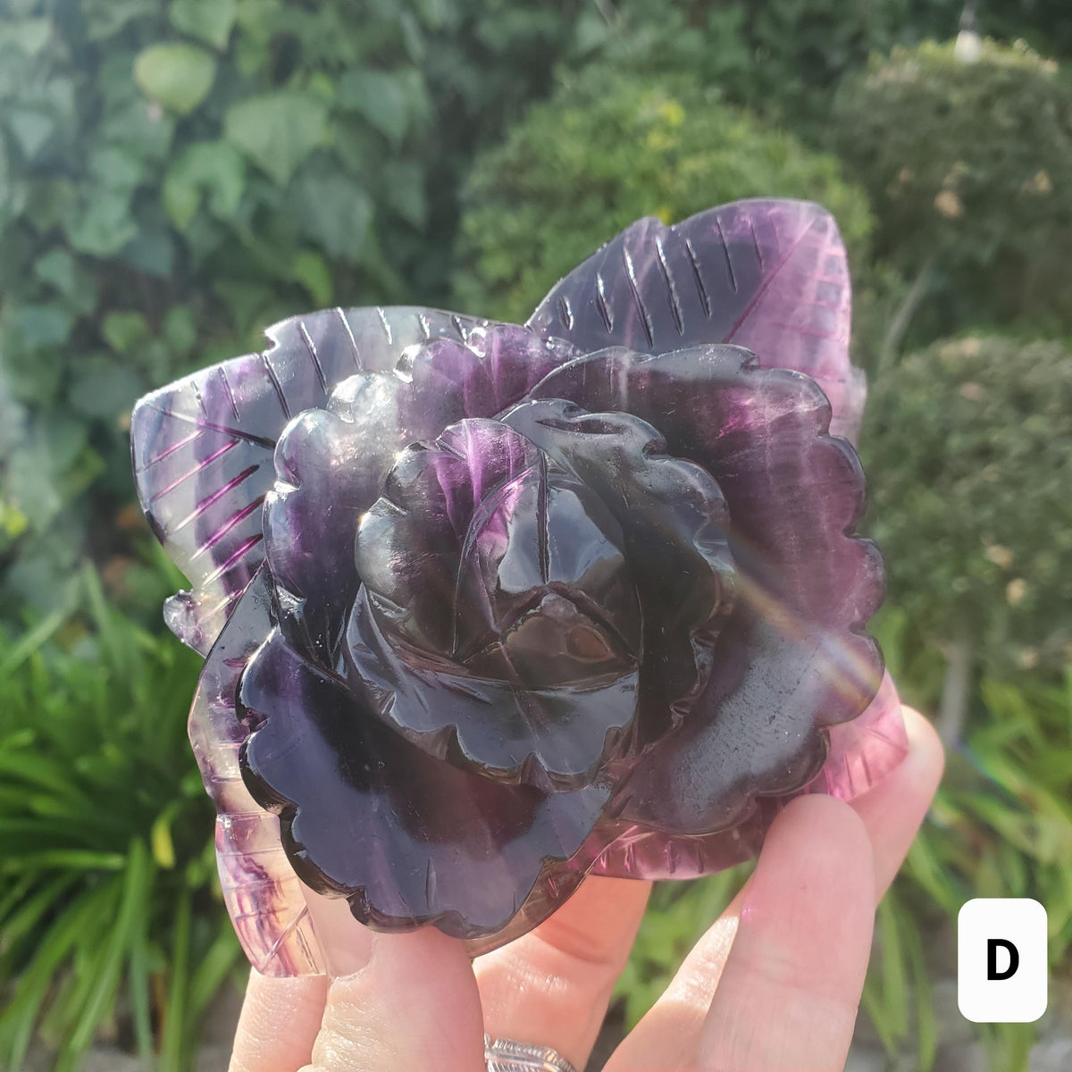Beautiful Rainbow Fluorite Rose - Mental Clarity, Stability, Concentration, Protection - Fluorite Healing Crystals Gemstone Statement