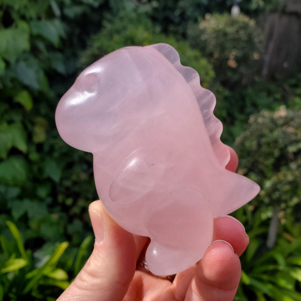 Chubby Rose Quartz Baby Dinosaur - Unconditional Love, Compassion, Self Love - 3.15" tall Pink Crystal Dino Carving Healing Crystal Raptor