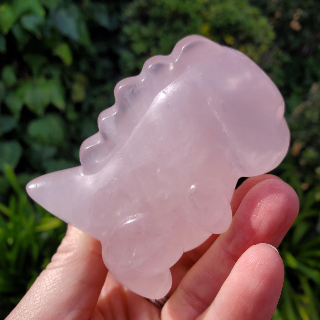 Chubby Rose Quartz Baby Dinosaur - Unconditional Love, Compassion, Self Love - 3.15" tall Pink Crystal Dino Carving Healing Crystal Raptor