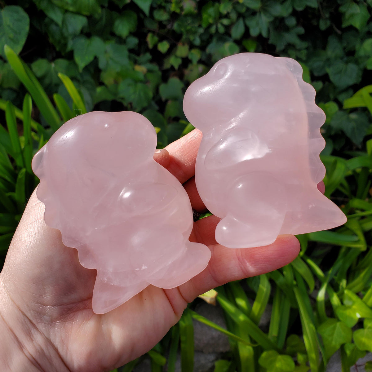 Chubby Rose Quartz Baby Dinosaur - Unconditional Love, Compassion, Self Love - 3.15" tall Pink Crystal Dino Carving Healing Crystal Raptor