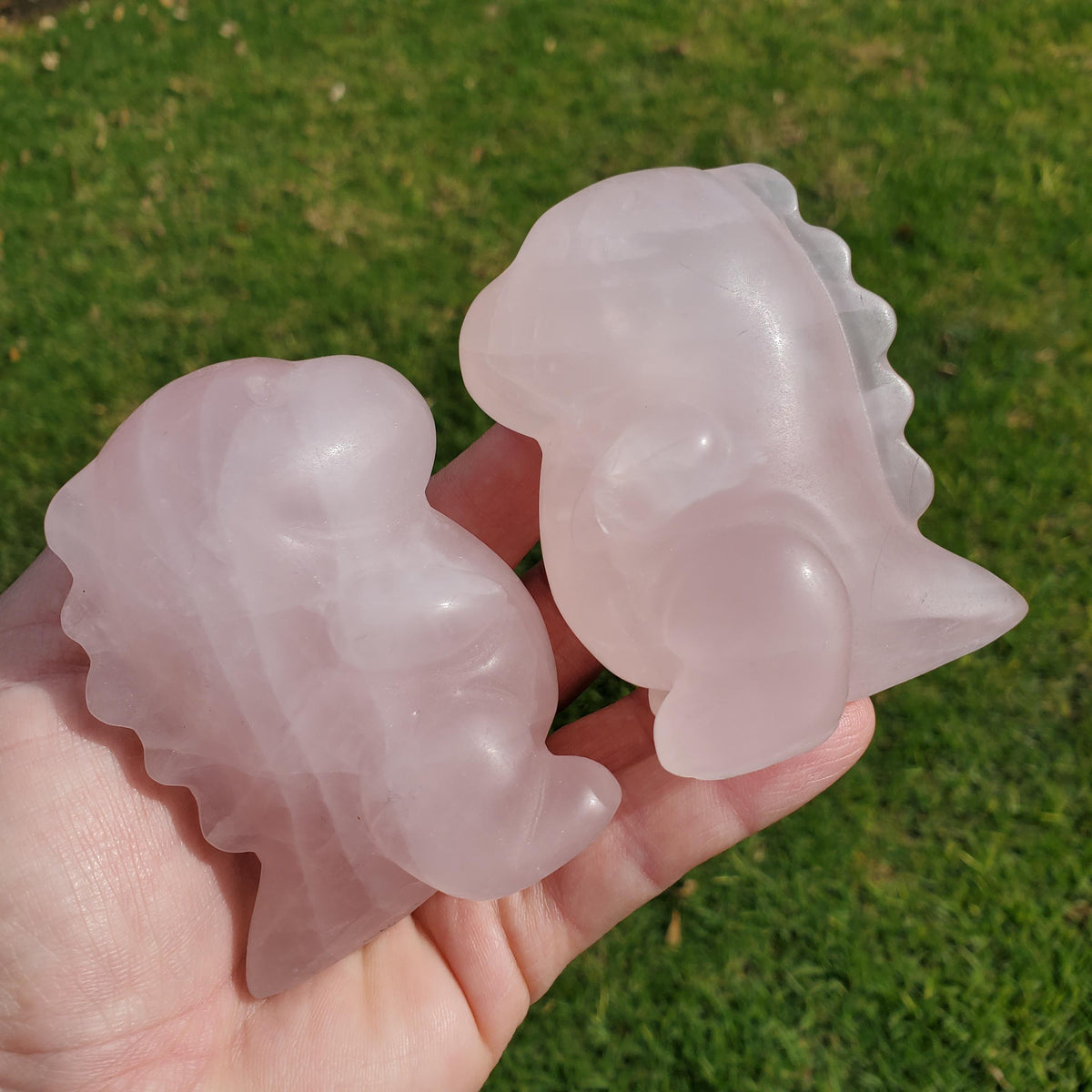 Chubby Rose Quartz Baby Dinosaur - Unconditional Love, Compassion, Self Love - 3.15" tall Pink Crystal Dino Carving Healing Crystal Raptor
