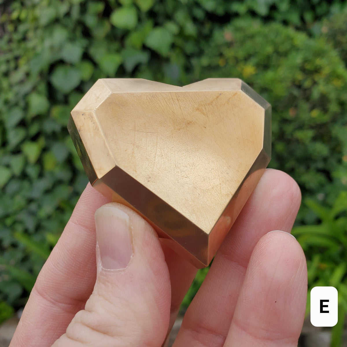 Faceted Brass Heart (made of Copper & Zinc) - Purify, Blocks Negativity, Wealth, Emotional Healing - Gold Heart Healing Gemstone Love Stone