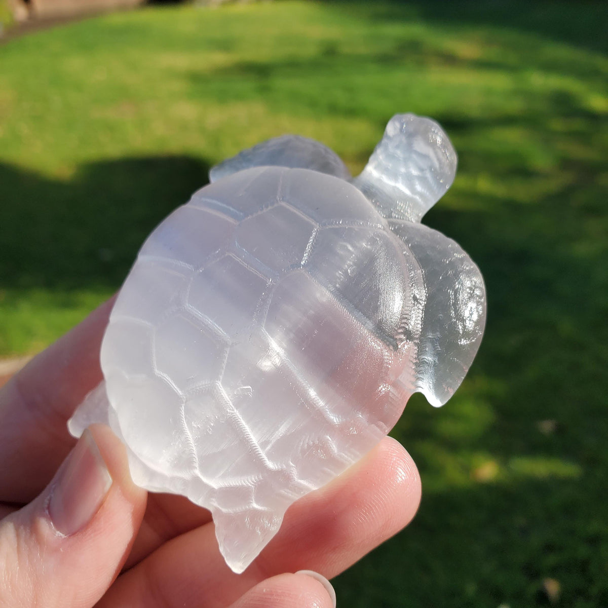 Cute Selenite Turtle - Tranquility, Blessings, Love & Light - Satin Spar Selenite Carved Turtle Healing Stone Crystals
