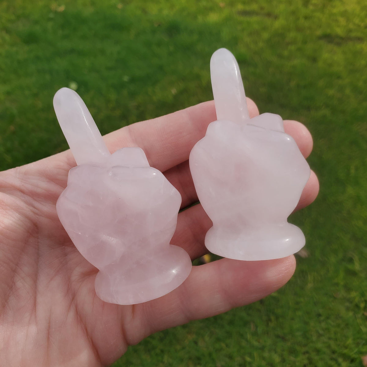Small Rose Quartz Middle Finger - Unconditional Love, Compassion, Forgiveness, Understanding - 2.7" Pink Crystal Hand Carving Gemstones