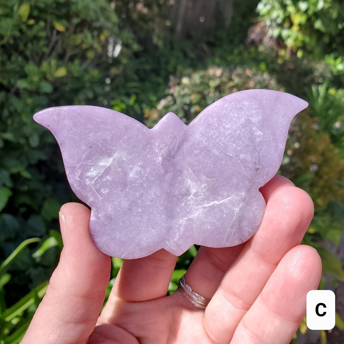 Purple Lepidolite Butterfly - Helps with Changes/Transitions, Stress Relief, Calming - Crystal Carving Home Decor Healing Gemstone