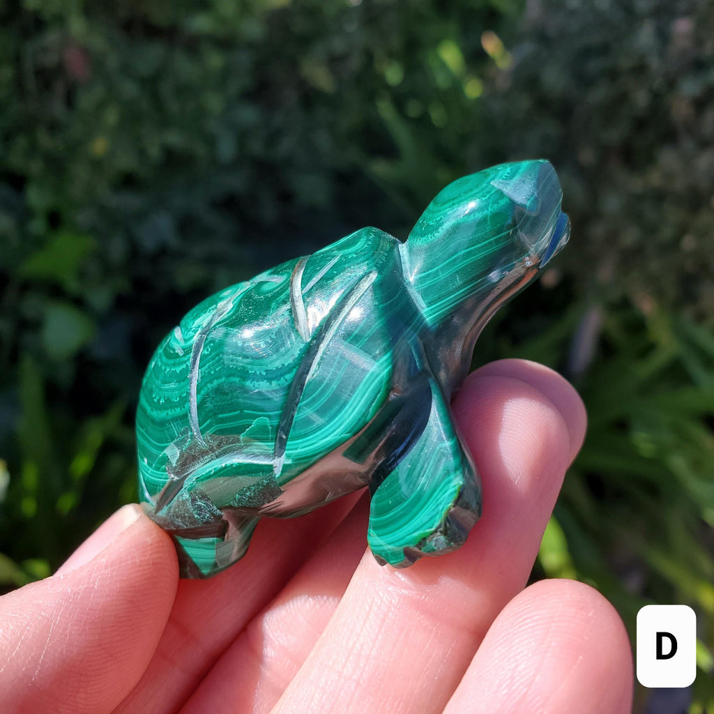 Malachite Turtle - Protection, Blocks EMF, Absorbs Negativity, Encourages Positive Change - Crystal Turtle Carving Healing Gemstone
