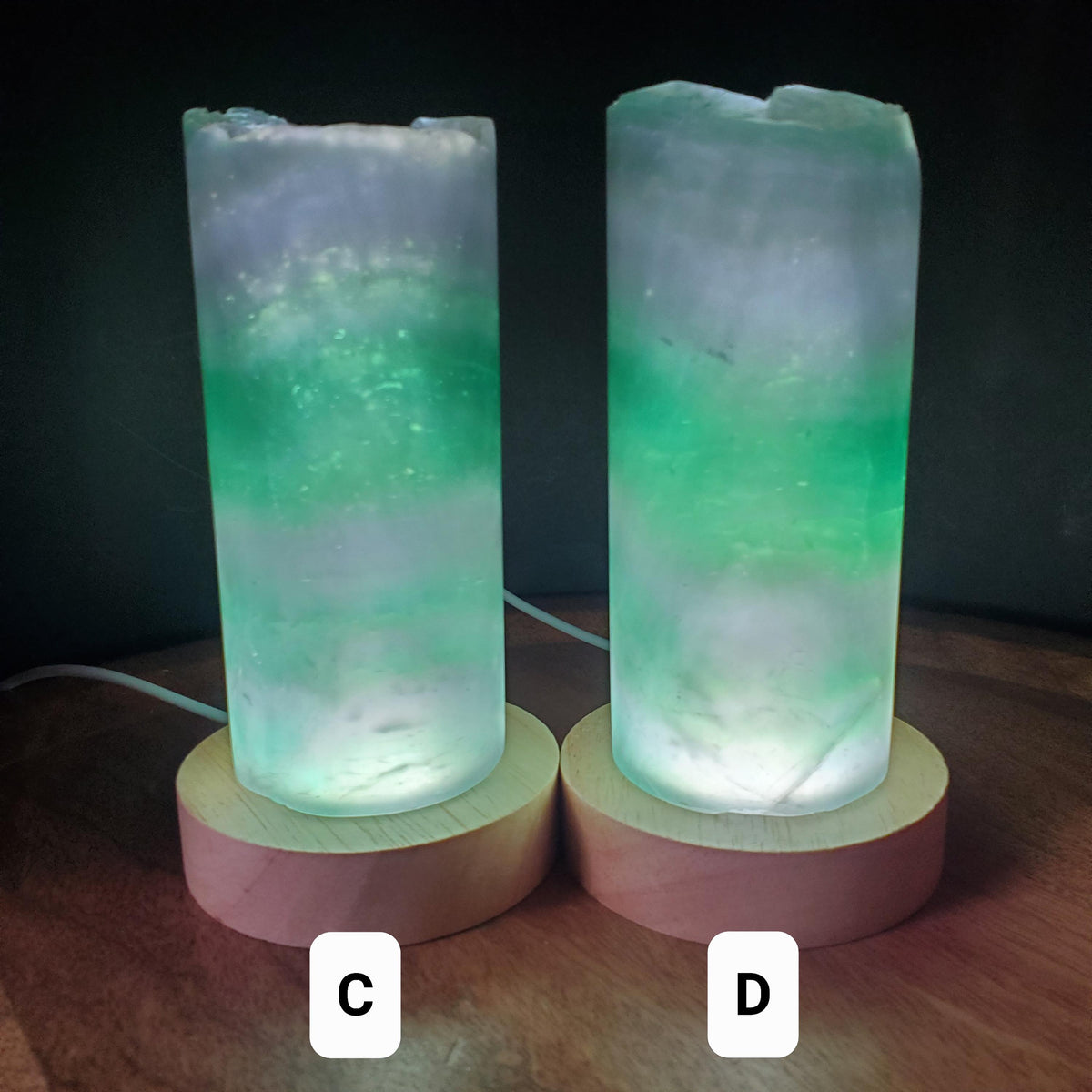 Green Rainbow Fluorite Lamp (2.15" wide) - Mental Clarity, Stability, Energetic Protection - Accent Light Mood Lighting Crystal Stone