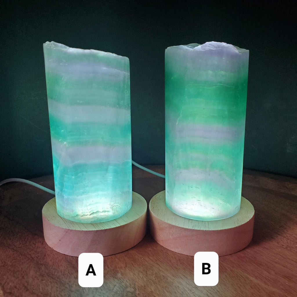 Green Rainbow Fluorite Lamp (2.15" wide) - Mental Clarity, Stability, Energetic Protection - Accent Light Mood Lighting Crystal Stone
