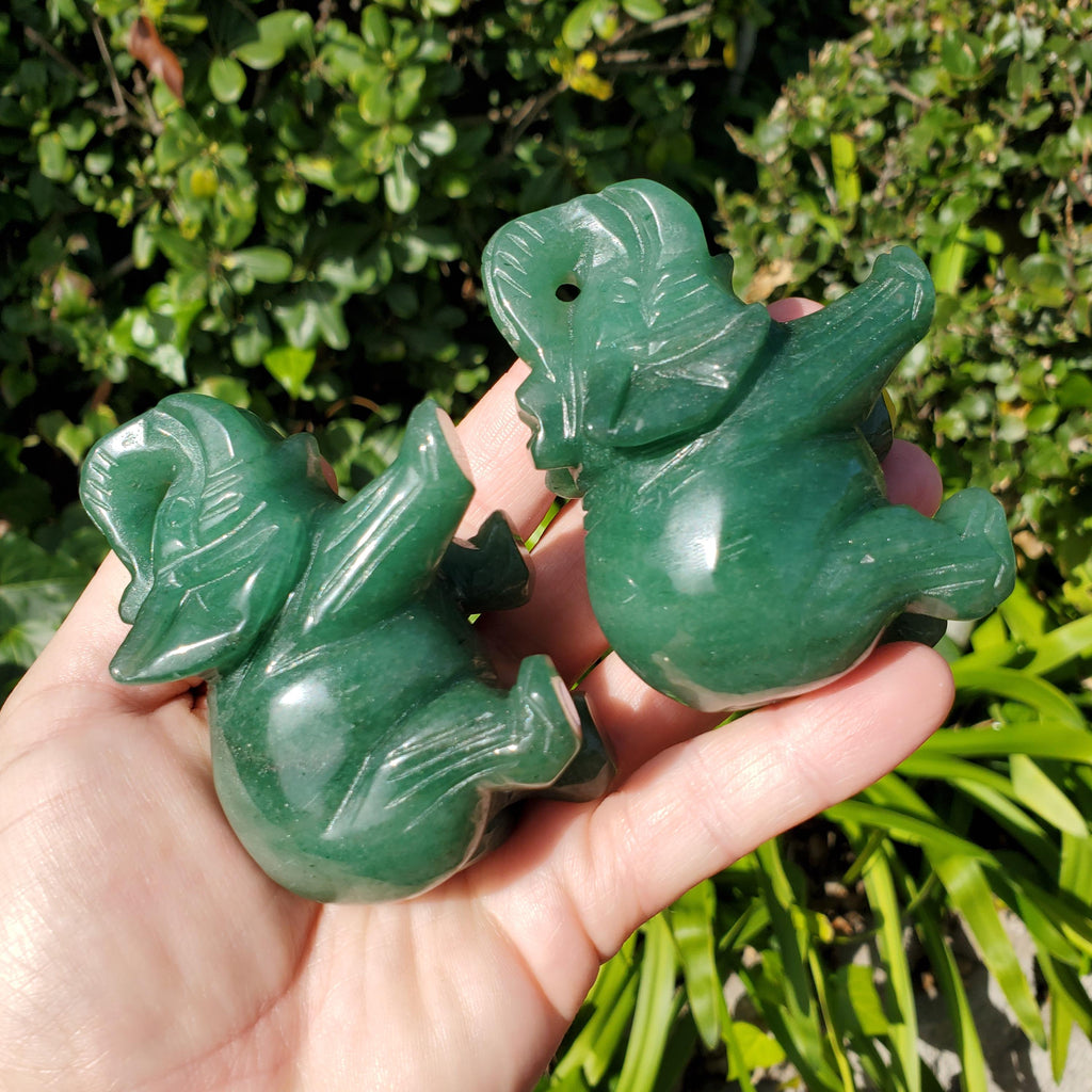 Green Aventurine Elephant - Prosperity, Manifestation, Wealth, Luck - Carved Crystal Elephant Healing Crystals Gemstones