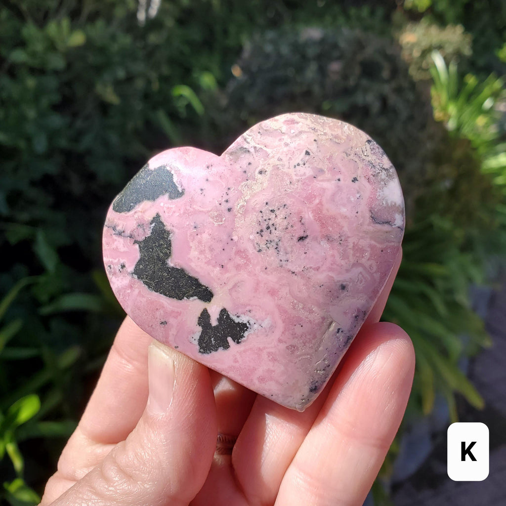 Peruvian Rhodonite Heart -Emotional Healing, Forgiveness, Compassion, Grounding, Balance - Cute Pink Crystal Heart Healing Gemstone