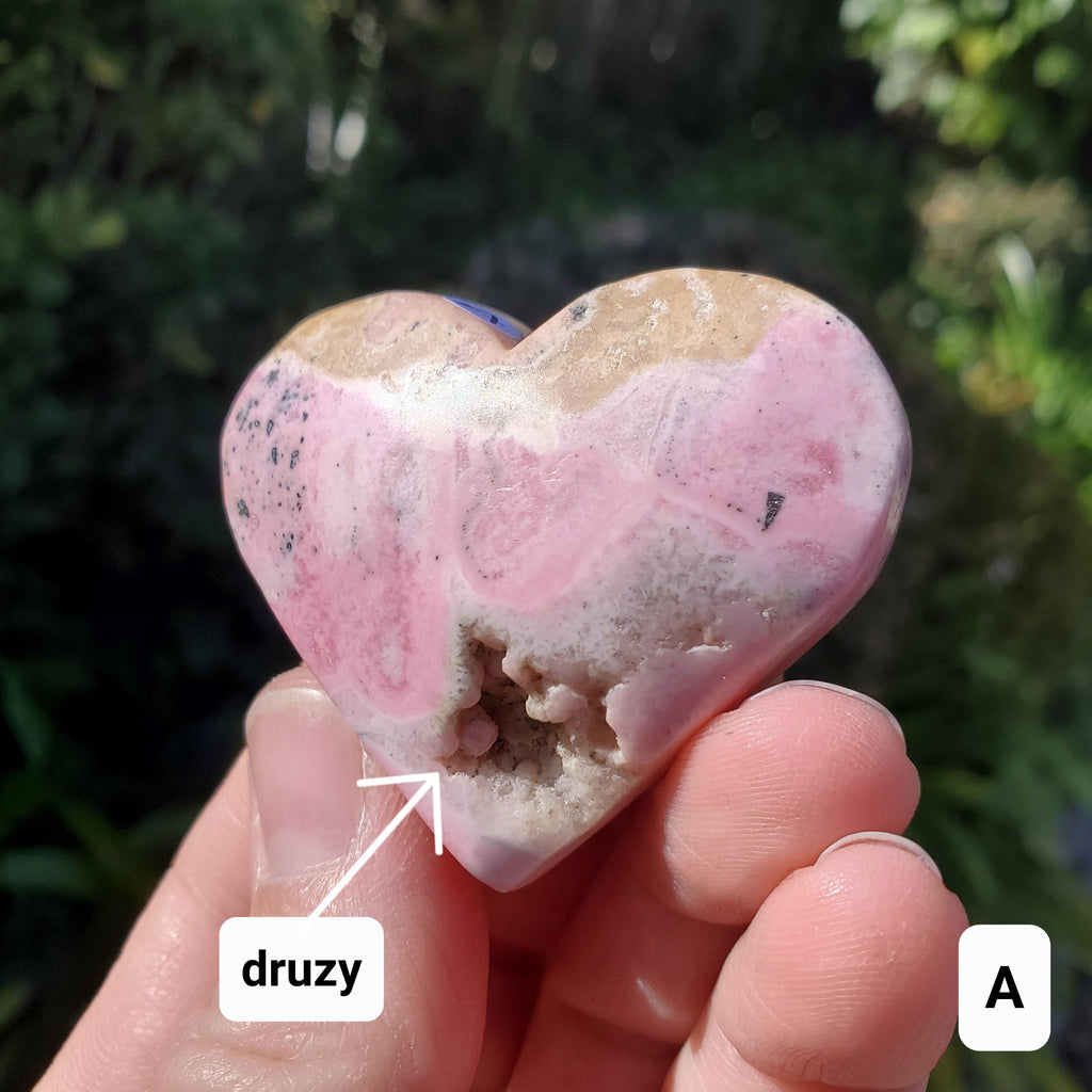 Peruvian Rhodonite Heart -Emotional Healing, Forgiveness, Compassion, Grounding, Balance - Cute Pink Crystal Heart Healing Gemstone