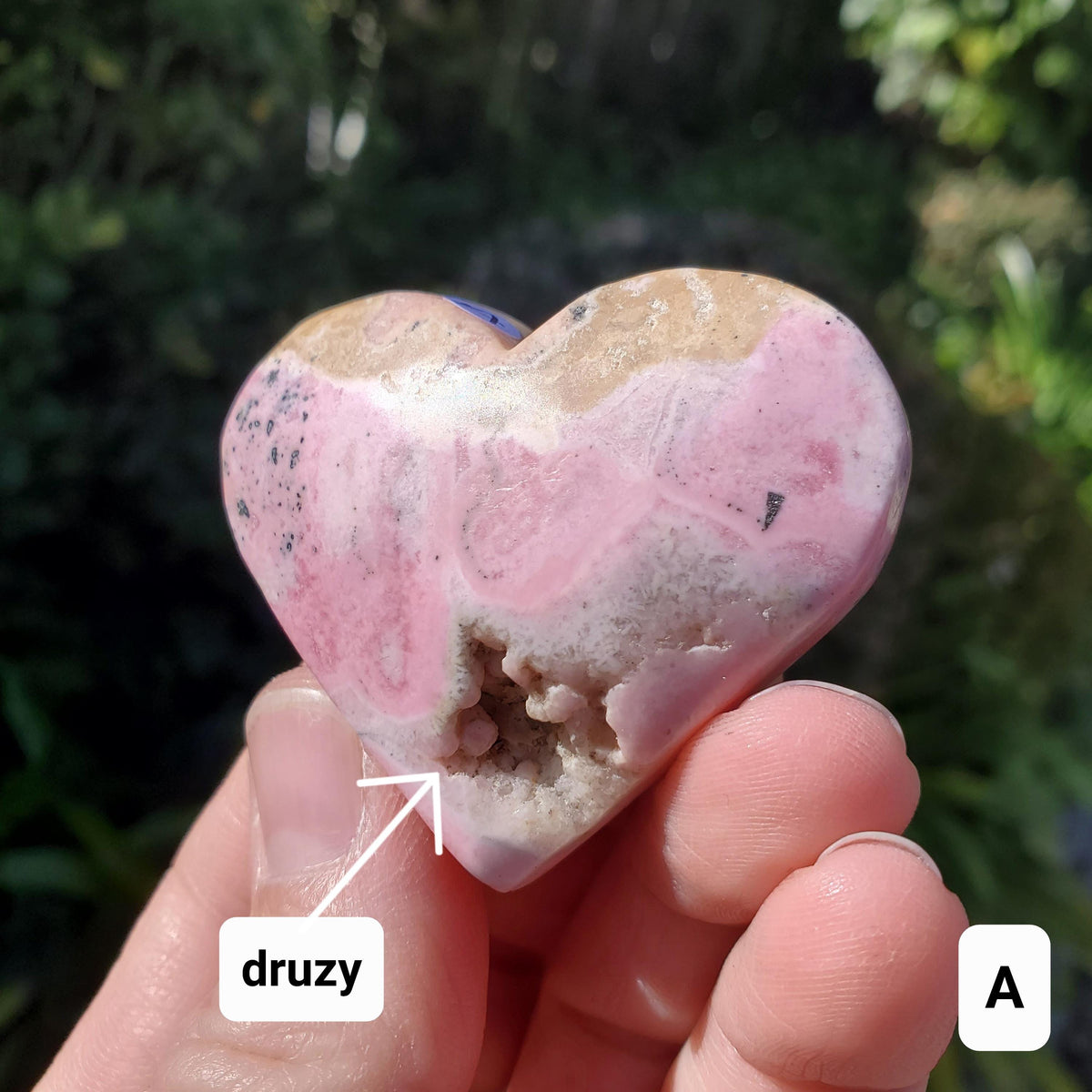Peruvian Rhodonite Heart -Emotional Healing, Forgiveness, Compassion, Grounding, Balance - Cute Pink Crystal Heart Healing Gemstone