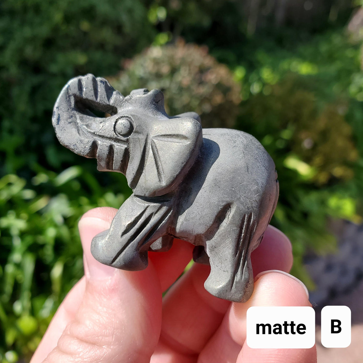Cute Pyrite Elephant - Blocks Negativity, Blocks EMF, Boost Personal Power - Pyrite Carved Elephant Figurine Healing Gemstones
