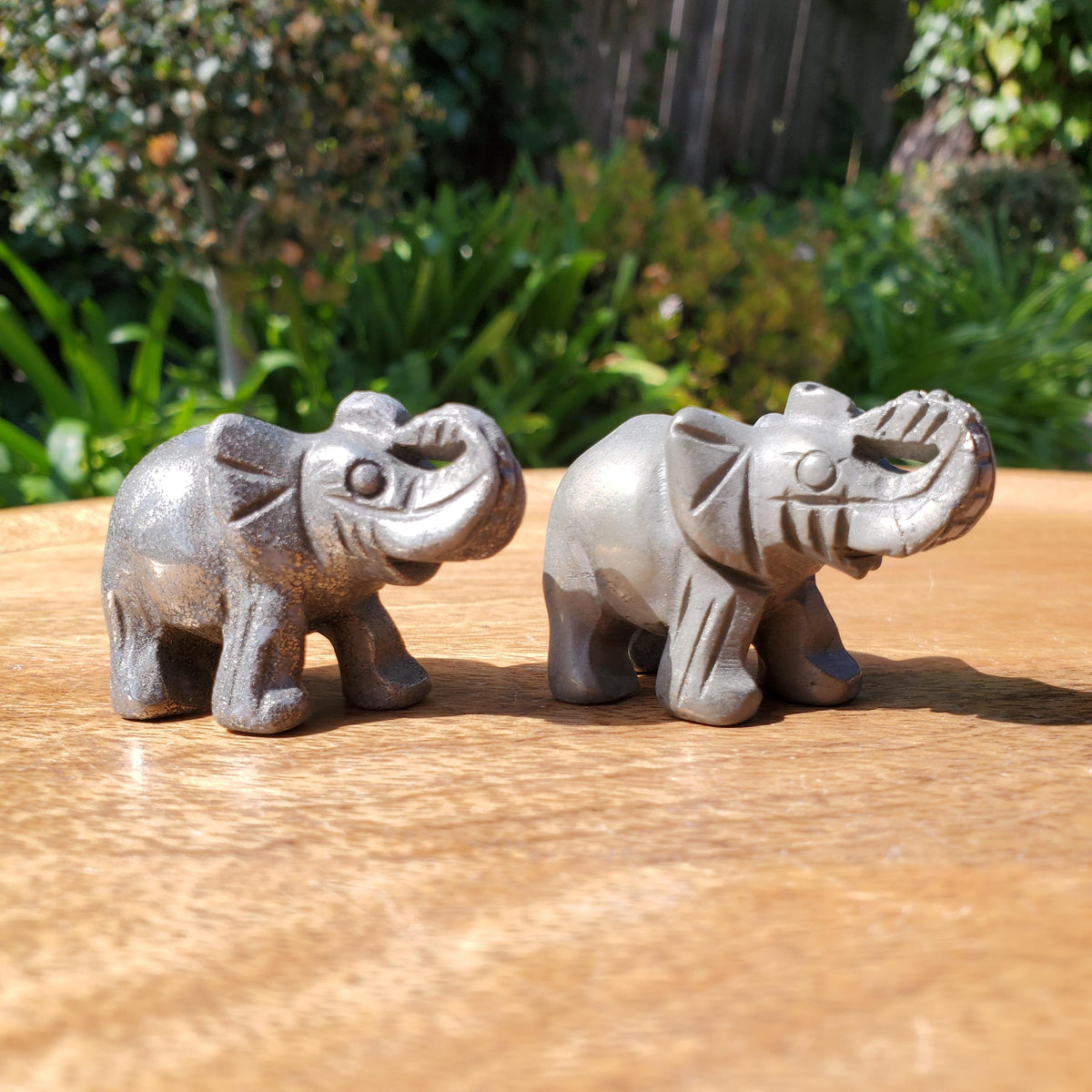 Cute Pyrite Elephant - Blocks Negativity, Blocks EMF, Boost Personal Power - Pyrite Carved Elephant Figurine Healing Gemstones
