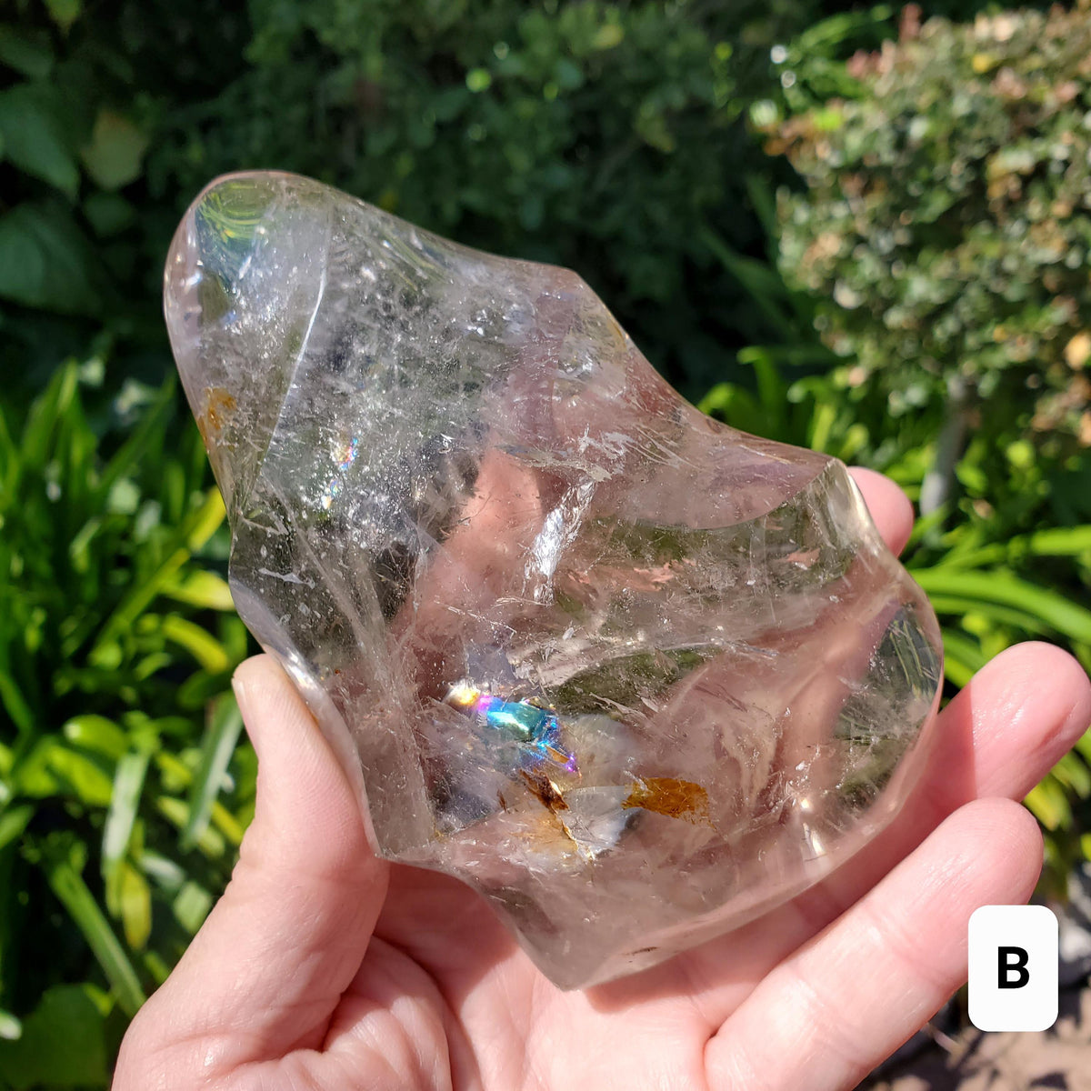 Smoky Quartz Flame with Rainbows - Protective, Filters Out Bad Energy - Smokey Quartz Freeform Generator Stone Healing Crystals Gemstones