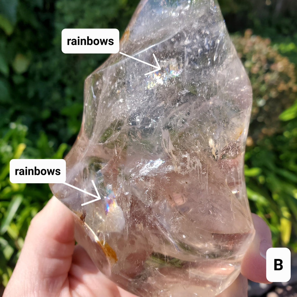 Smoky Quartz Flame with Rainbows - Protective, Filters Out Bad Energy - Smokey Quartz Freeform Generator Stone Healing Crystals Gemstones