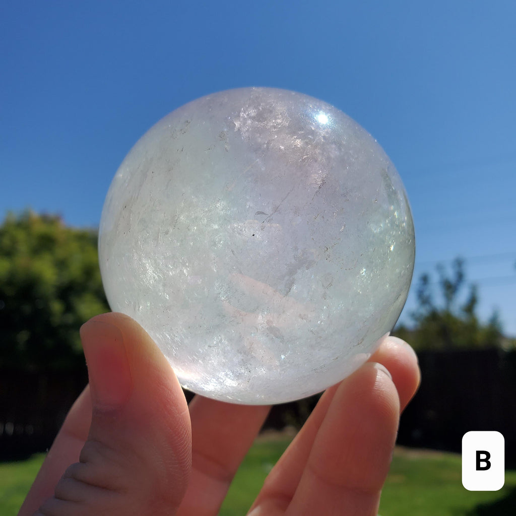 Aura Quartz Sphere - Counteracts Negative Energy, Magnifies Positive Energy, Cleanses Aura - Angel Quartz Crystal Ball Healing Gemstone