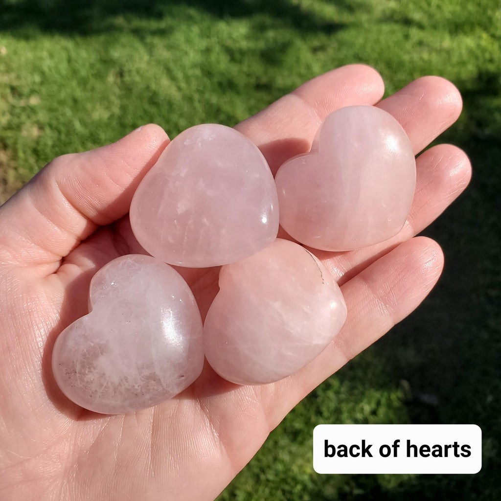 Rose Quartz Heart with Gold Engraving - Unconditional Love, Compassion, Self Love - Cute Pink Conversation Heart & Motivational Crystal