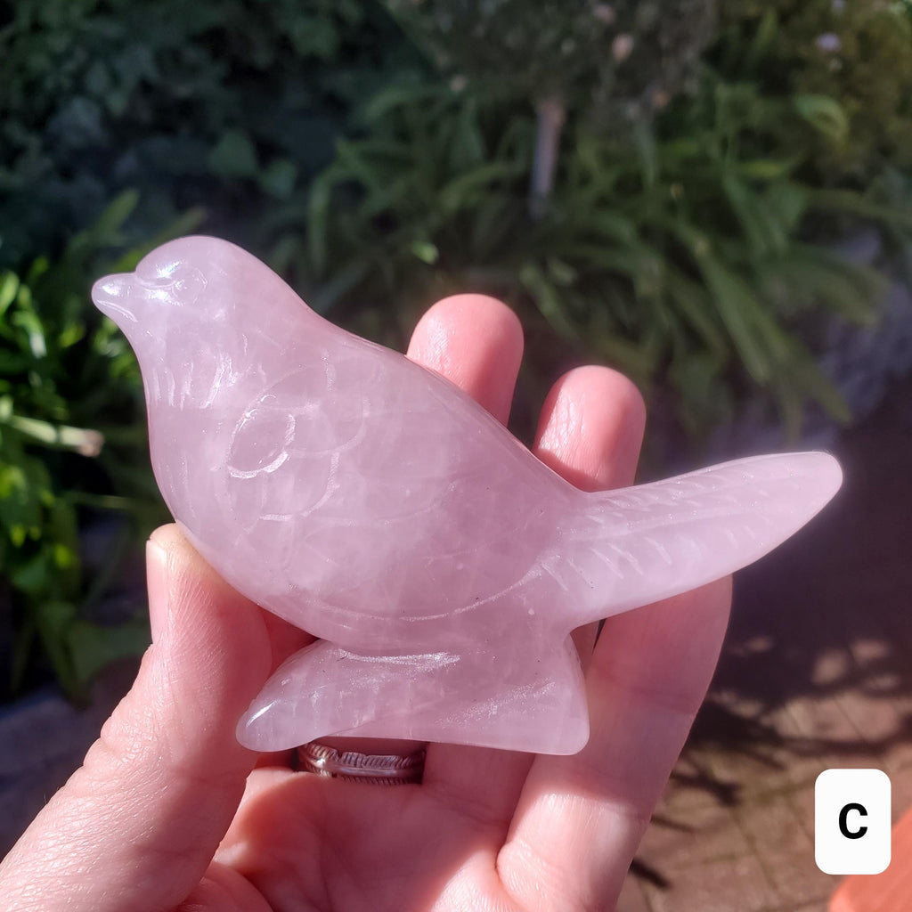 Rose Quartz Bird - Universal & Unconditional Love, Compassion, Kindness - Crystal Bird Carving Healing Gemstone
