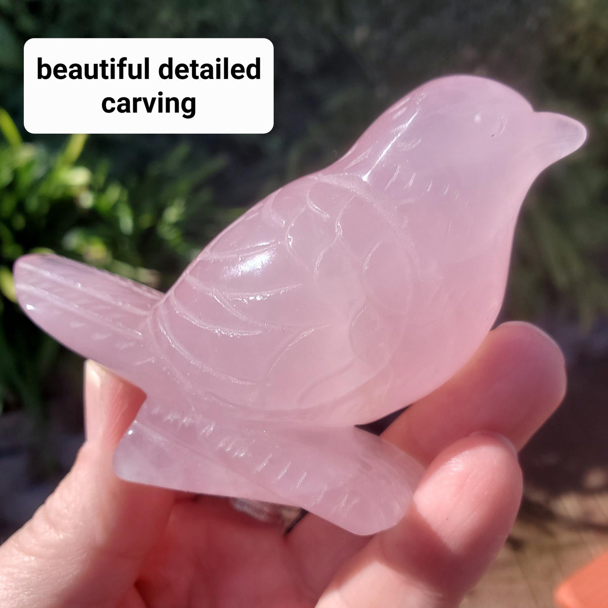 Rose Quartz Bird - Universal & Unconditional Love, Compassion, Kindness - Crystal Bird Carving Healing Gemstone
