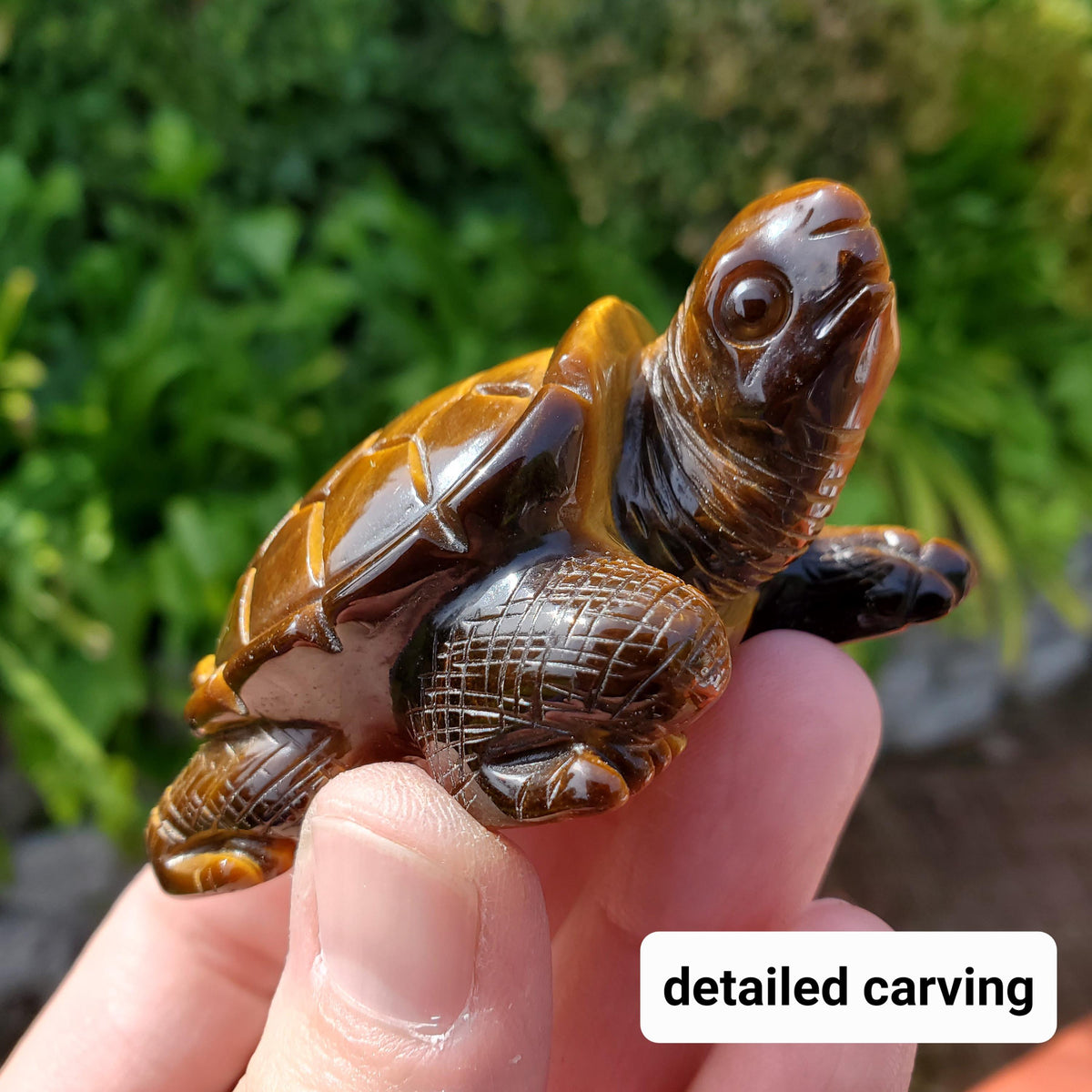 Flashy Tiger Eye Turtle - Courage, Motivation, Confidence, Grounding, Energetic Protection, Energy - Tigers Eye Crystal Healing Gemstones