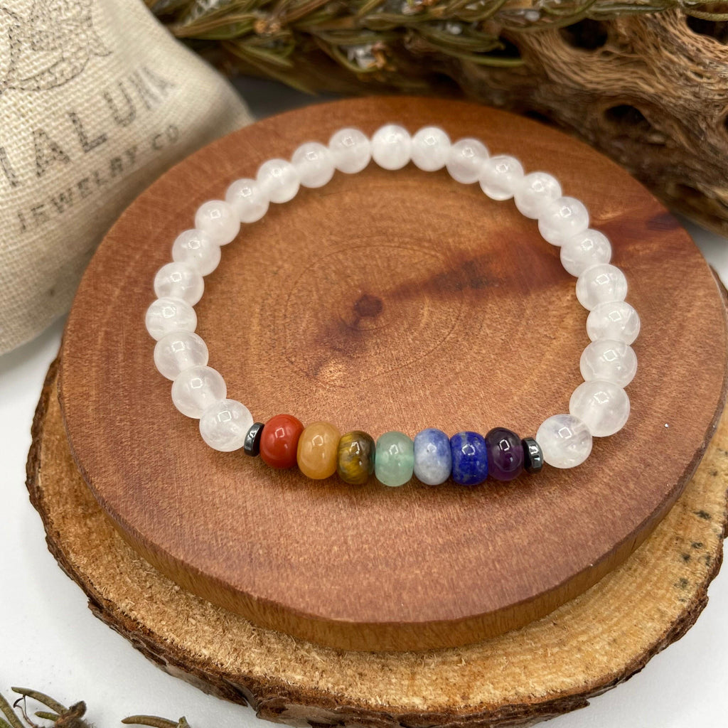 Chakra Bracelet - Grounding, Manifestation, Self Reflection, Prosperity, Wisdom, Strength, Awareness - Rainbow Handmade Crystal Jewelry