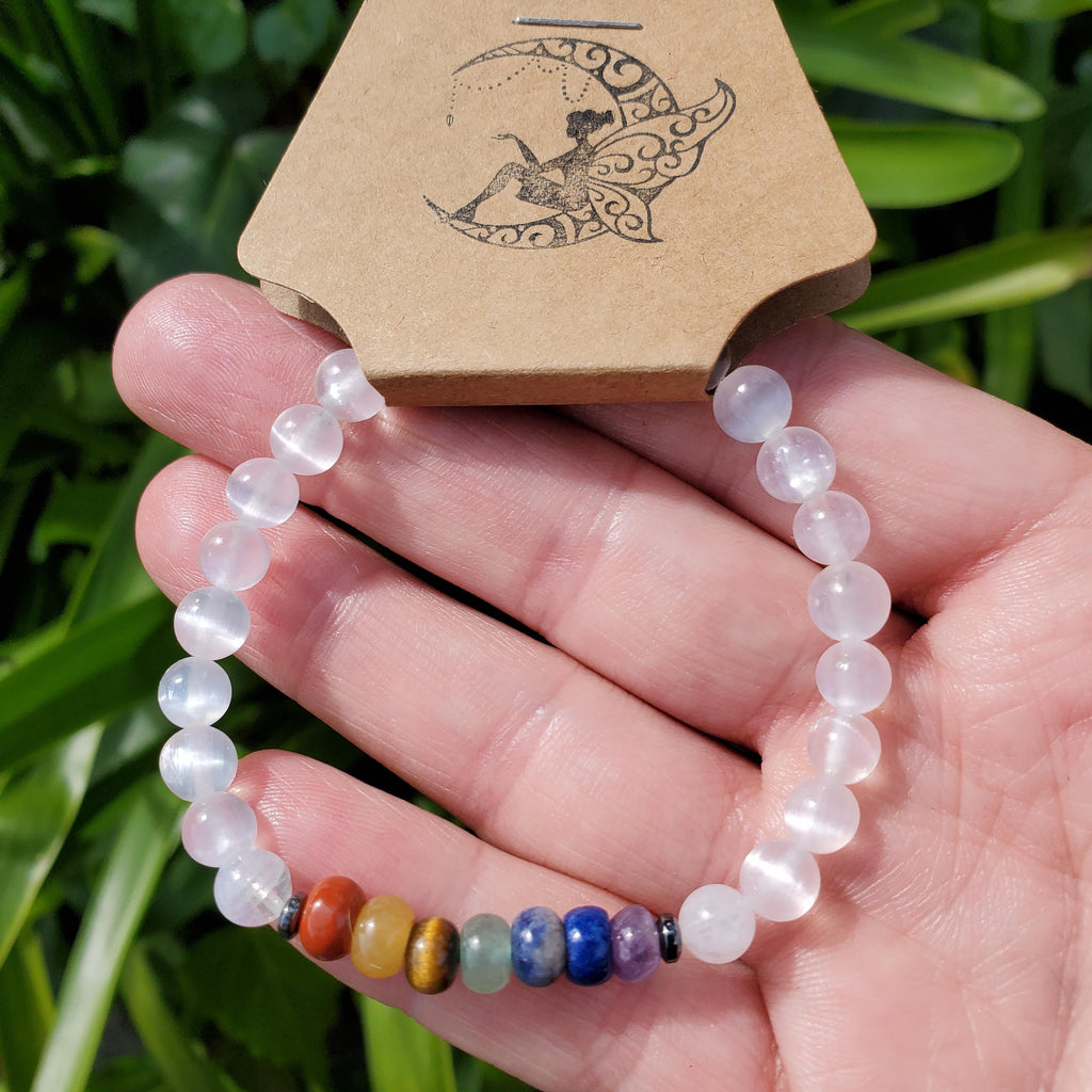 Chakra Bracelet - Grounding, Manifestation, Self Reflection, Prosperity, Wisdom, Strength, Awareness - Rainbow Handmade Crystal Jewelry