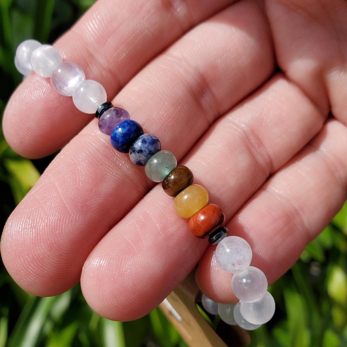Chakra Bracelet - Grounding, Manifestation, Self Reflection, Prosperity, Wisdom, Strength, Awareness - Rainbow Handmade Crystal Jewelry