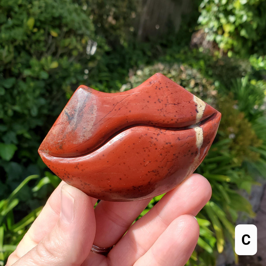Red Jasper Lips - Cellular Healing, Creativity, Reflection, Patience - Crystal Lips Carving Healing Gemstones