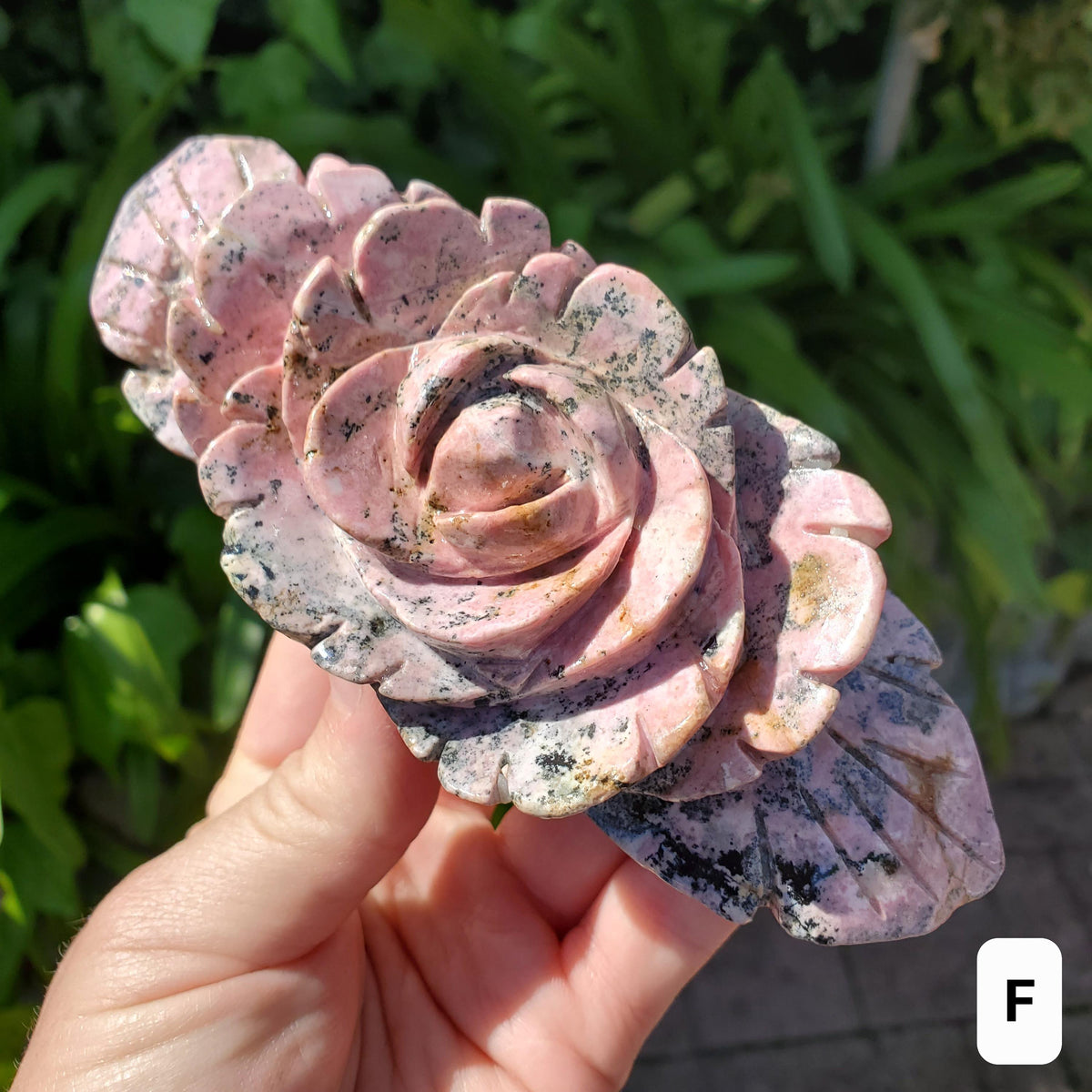 Peruvian Rhodonite Flower - Emotional Healing, Forgiveness, Compassion, Grounding, Balance - Pink Crystal Flower Statement