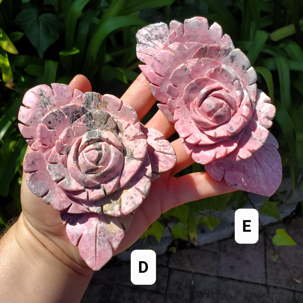 Peruvian Rhodonite Flower - Emotional Healing, Forgiveness, Compassion, Grounding, Balance - Pink Crystal Flower Statement
