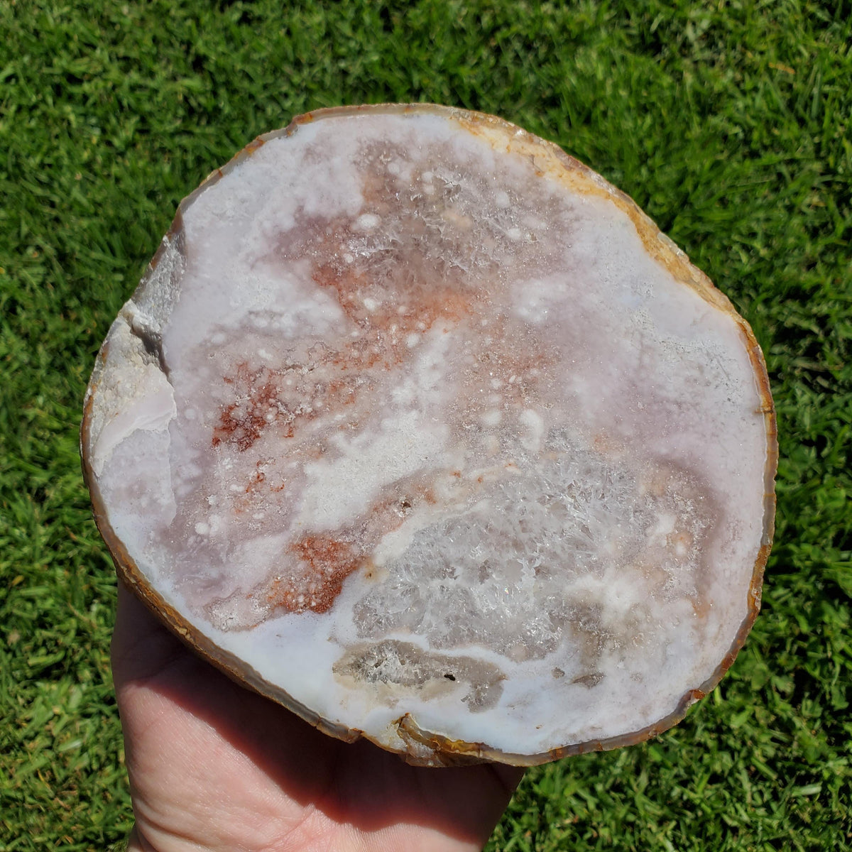 Pink Amethyst Flower Agate Slab - Gentle, Nourishing, Growth, Positivity, Grounding - Pink Crystal Display Healing Crystals Gemstone Plate