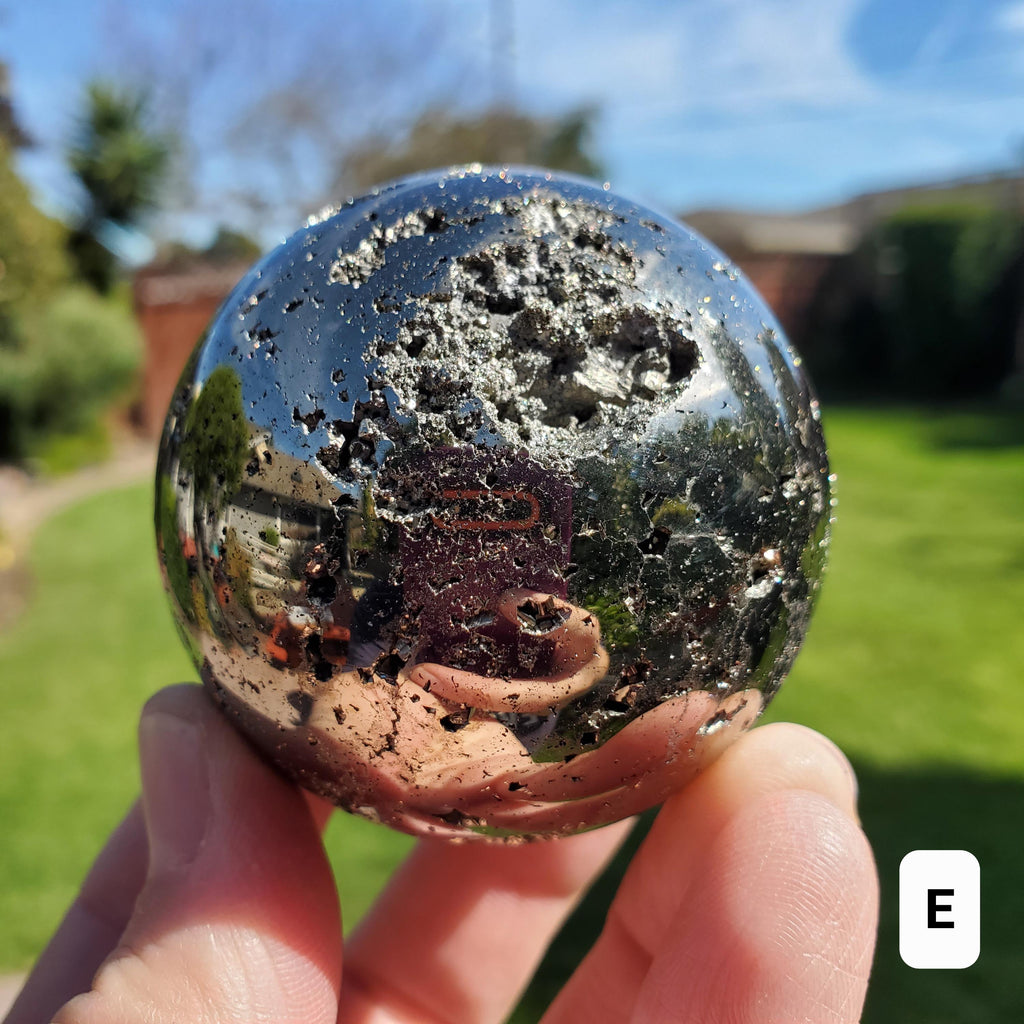 Druzy Pyrite Sphere - Blocks Negativity, Boost Personal Power, Helps Manifestations - Pyrite Crystal Ball Healing Gemstone
