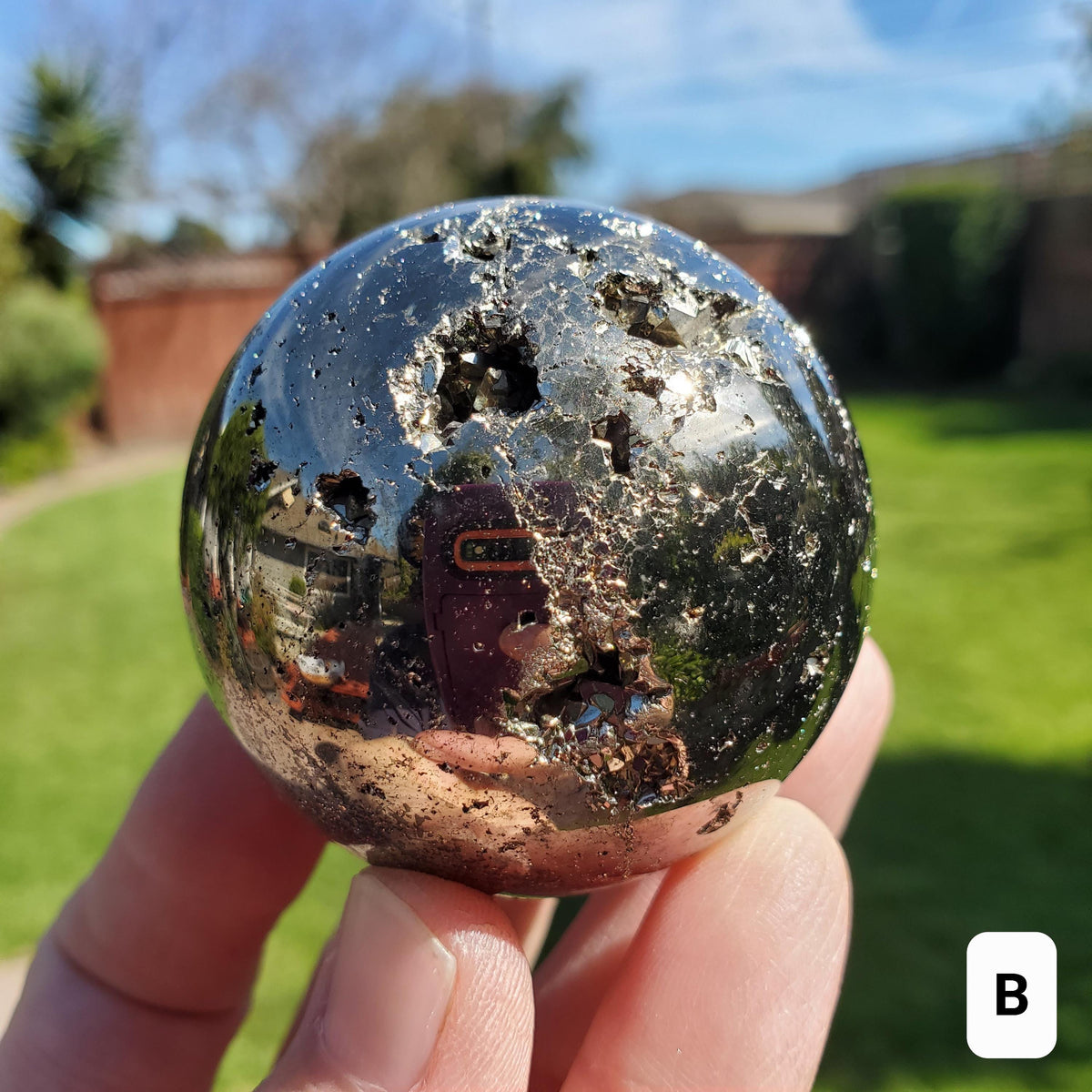 Druzy Pyrite Sphere - Blocks Negativity, Boost Personal Power, Helps Manifestations - Pyrite Crystal Ball Healing Gemstone