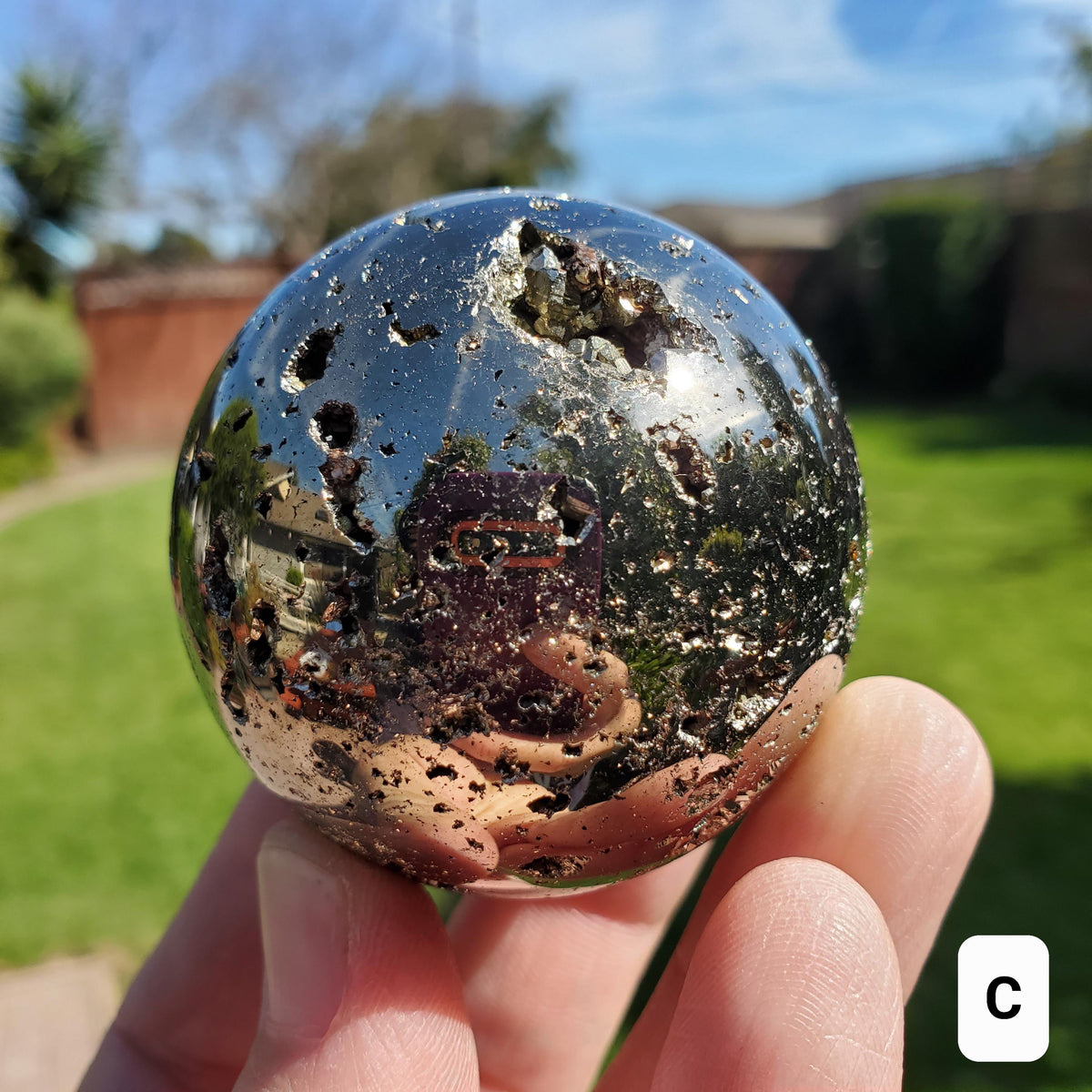 Druzy Pyrite Sphere - Blocks Negativity, Boost Personal Power, Helps Manifestations - Pyrite Crystal Ball Healing Gemstone