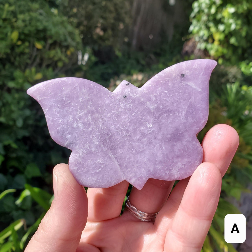 Purple Lepidolite Butterfly - Helps with Changes/Transitions, Stress Relief, Calming - Crystal Carving Home Decor Healing Gemstone