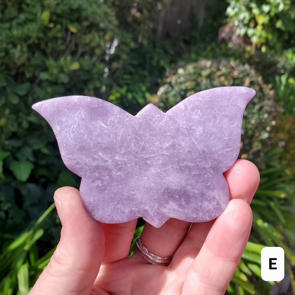 Purple Lepidolite Butterfly - Helps with Changes/Transitions, Stress Relief, Calming - Crystal Carving Home Decor Healing Gemstone
