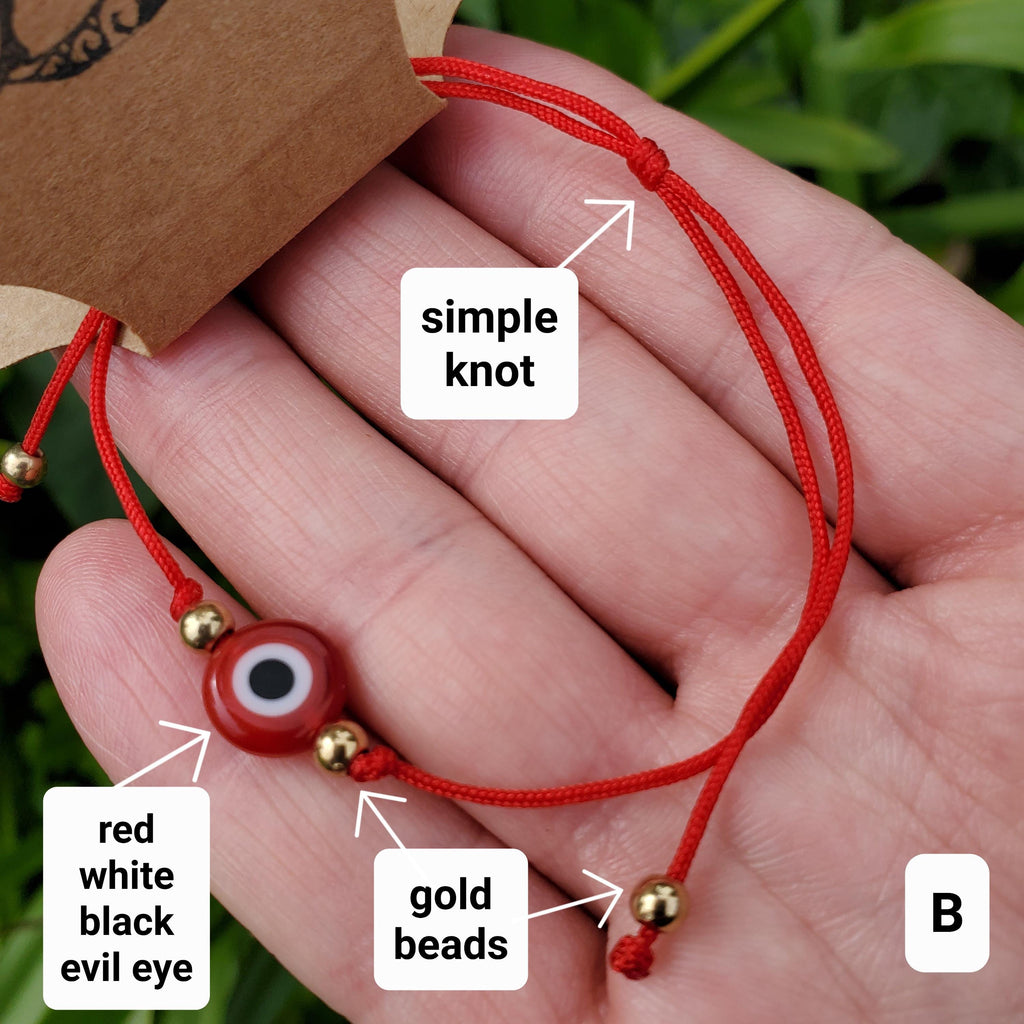 Evil Eye Bracelet - Red or Black String - Protection, Faith, Good Luck, Strength - Red Eye, Black Eye or Blue Eye Handmade Jewelry