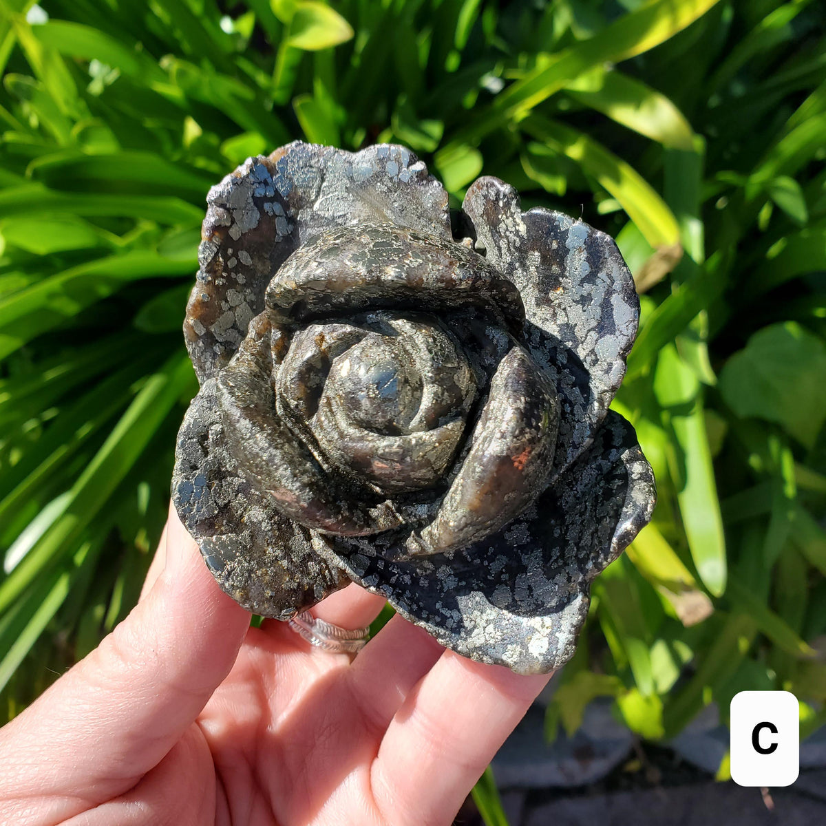 Chunky Pyrite Flower Carving - Blocks Negativity, Boost Personal Power, Helps Manifestations - Pyrite Crystal Rose Healing Gemstone