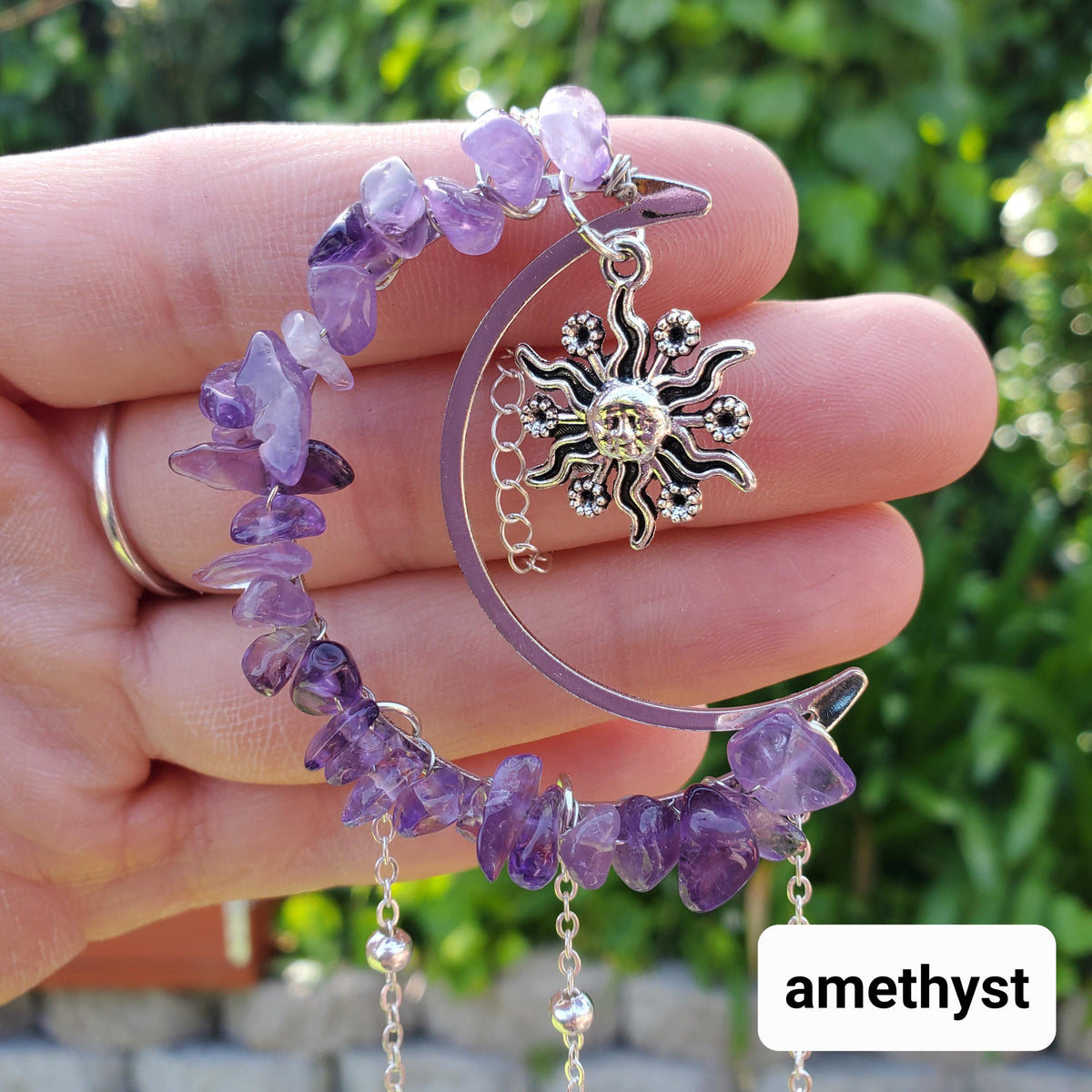 Crescent Moon Suncatcher - Cute Window Decor - Rainbow Light Catcher with Crystals, Sun, Tree of Life with Reflecting Star & Tear Drop
