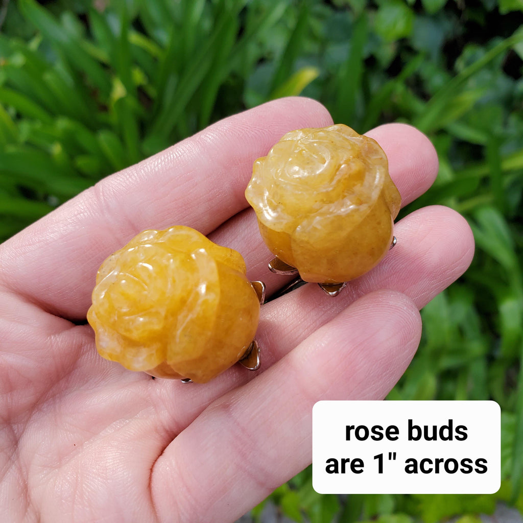 Small Golden Healer Rose on Metal Stem - Balance, Power, Energizing, Grounding - Cute Crystal Flower Display Healing Gemstone